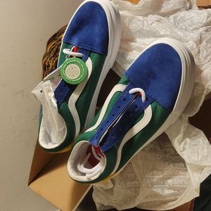 Vans blue, yellow, green  and white sneakers